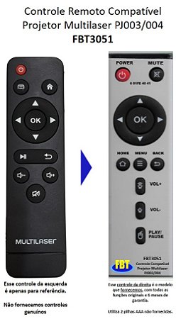 Controle Remoto Compatível Projetor Multilaser PJ003/004 FBT3051