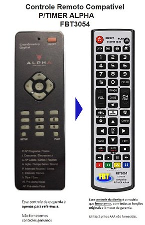Controle Remoto Compatível Alpha Cronometro FBT3054