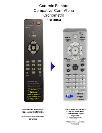 Controle Remoto Compatível Alpha Cronometro FBT3054