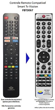 Controle Remoto Compatível p/ Vizzion Smart Tv FBT3067