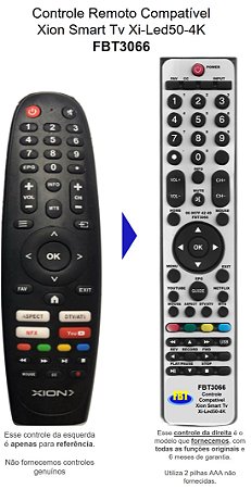 Controle Remoto Compatível p/ Xion Smart Tv FBT3066