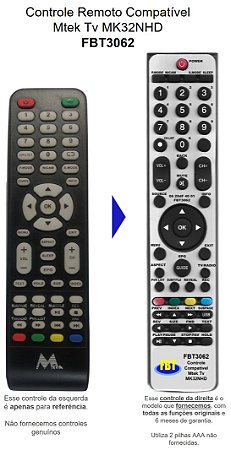 Controle Remoto Compatível p/ Mtek MK32NHD FBT3062