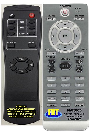 Controle Remoto Compatível p/ STI SRNDSOUND SB5505SW FBT3070