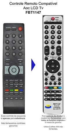 Controle Remoto Compatível p/ Aoc LCDTV FBT1147