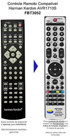 Controle Remoto Compatível p/ Harman Kard AVR-1710S FBT3052