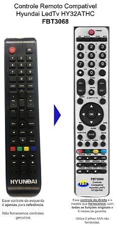 Controle Remoto Compatível p/ Hyundai Led Tv FBT3068