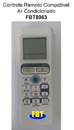 Controle Remoto Compatível Ar Condicionado FBT8063
