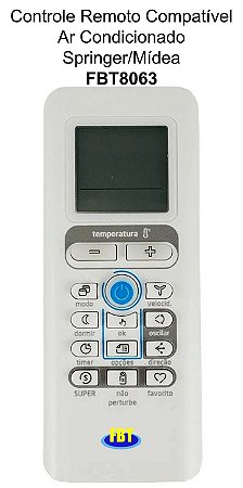 Controle Remoto Compatível Ar Condicionado Springer/Mídea FBT8063
