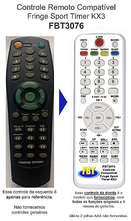Controle Remoto Compatível p/ Fringe Sport Timer KX3 FBT3076