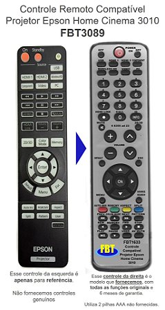 Controle Remoto Compatível Projetor Epson Home Cinema 3010 FBT3089