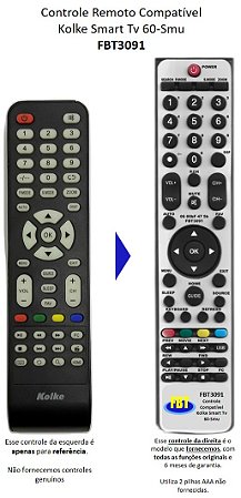 Controle Remoto Compatível Kolke Smart Tv 60-Smu FBT3091