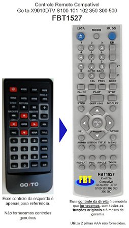Controle Remoto Compatível Go To X9010DTV S100 101 102 350 300 500 FBT1527