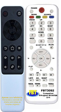 Controle Remoto Compatível Projetor Byintek U14 FBT3092