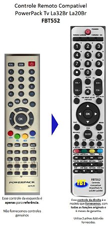 Controle Remoto Compatível Lcd PowerpackActus La32br La20br Fbt552