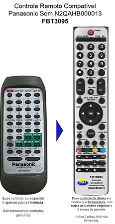 Controle Remoto Compatível Panasonic Som N2QAHB000013 FBT3095