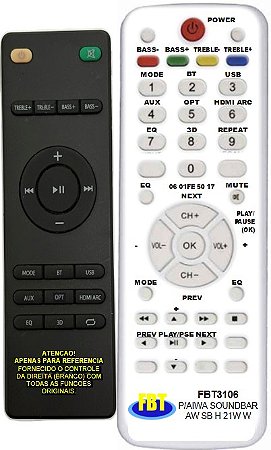 Controle Remoto Compatível Aiwa SoundBar AWSBH21WW FBT3106
