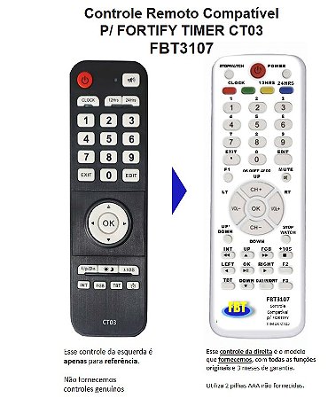 Controle Remoto Compatível Fortify Timer CT03 FBT3107