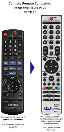 Controle Remoto Compatível Panasonic Home SA-PT75 FBT3115