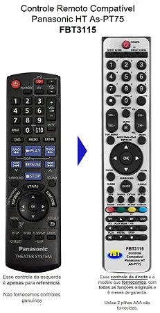Controle Remoto Compatível Panasonic Home SA-PT75 FBT3115