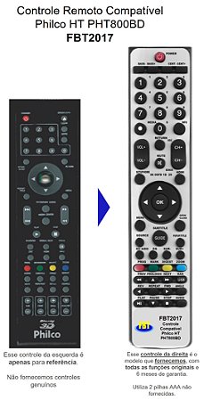 Controle Remoto Compatível Philco Bluray 800BD HT FBT2017