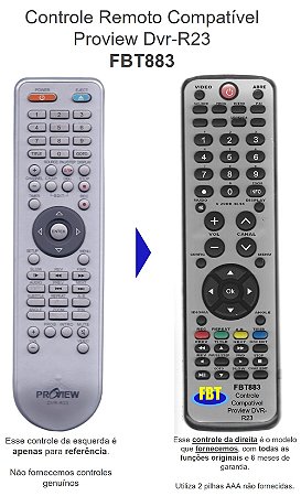 Controle Remoto Compatível Proview Dvr-R23 FBT883