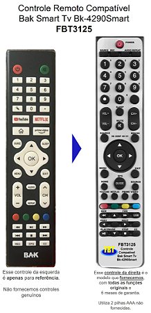 Controle Remoto Compatível Bak BK4290smart tv FBT3150