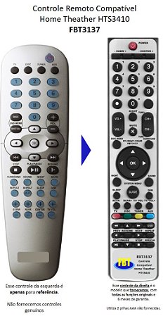 Controle Remoto Compatível Philips Home HTS3410D/BK FBT3137