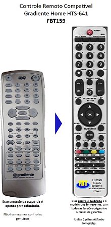 Controle Remoto Compatível Gradiente HTS641 FBT159