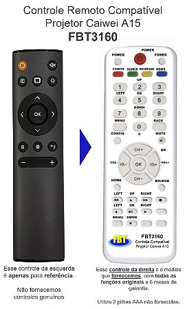 Controle Remoto Compatível Projetor Caiwei A15 FBT3160