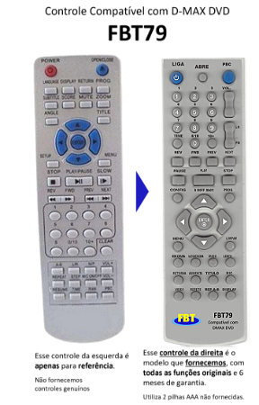 Controle Remoto Compatível Para Dmax Dvd150 Fbt79