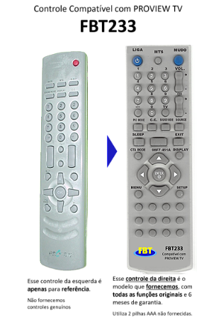 Controle Remoto Compatível Para Proview Tv Fbt233