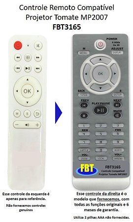 Controle Remoto Compatível Projetor Tomate MPR2007 FBT3165
