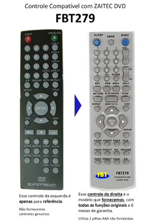 Controle Remoto Compatível Para Zaitec Dvd Fbt279