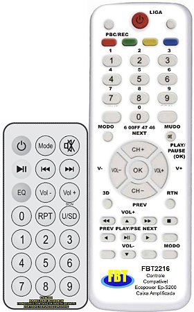 Controle Remoto Compatível Ecopower Ep-S2000 FBT2216