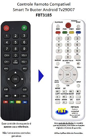 Controle Remoto Compatível Buster Android Smart Tv Tv29D07 FBT3185