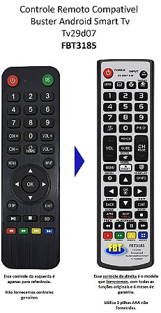 Controle Remoto Compatível Buster Android Smart Tv Tv29D07 FBT3185