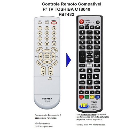 Controle Remoto Compatível Toshiba Tv CT8040 FBT482