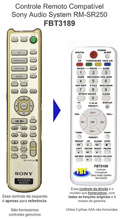 Controle Remoto Compatível Sony Audio System RM-SR250 FBT3189