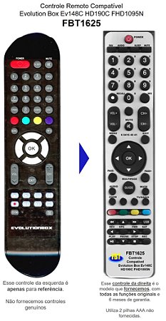 Controle Remoto Compatível Evolution Box Ev148C HD190C FHD1095N FBT1625