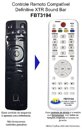 Controle Remoto Compatível Definitive XTR Sound Bar FBT3194