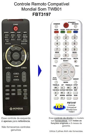 Controle Remoto Compatível Mondial Som TWB01 FBT3197