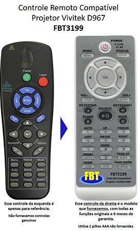 Controle Remoto Compatível Projetor Vivitek D967 D968HD D968U FBT3199
