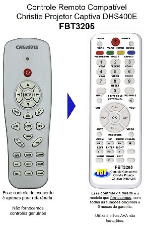 Controle Remoto Compatível Christie Projetor Captiva DHS400E FBT3205