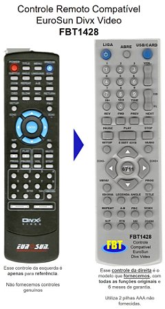 Controle Remoto Compatível EuroSun Divx Video FBT1428