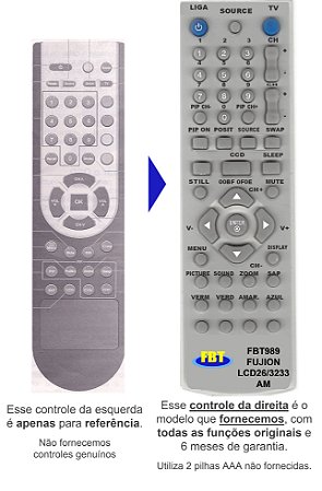 Controle Remoto Compatível com FUJION LCD26 3233 AM FBT989