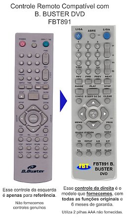 Controle Remoto Compatível com B. BUSTER DVD FBT891