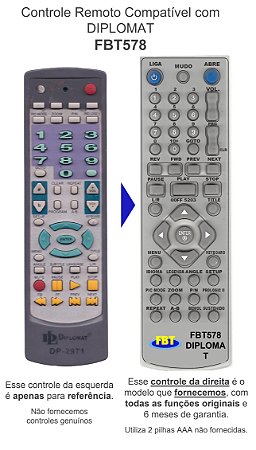 Controle Remoto Compatível com DIPLOMAT FBT578