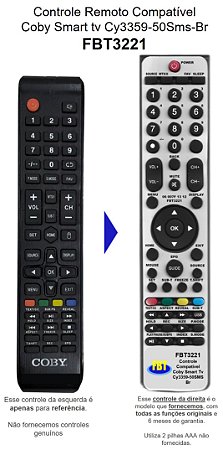 Controle Remoto Compatível Coby Smart tv Cy3359-50Sms-Br FBT3221