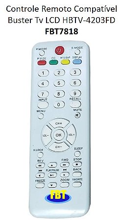 Controle Remoto Compatível Buster Tv LCD HBTV-4203FD FBT7818