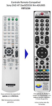 Controle Compatível Com Sony Receiver Rm-adu005 Fbt3234